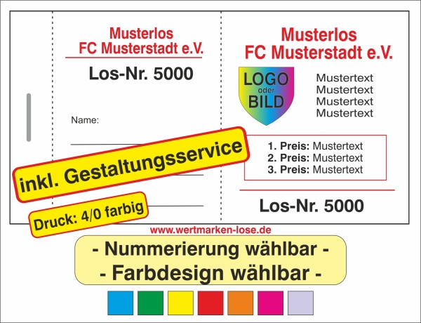 1000 kleine Lose 10,2 x 5,5cm - einseitiger Druck 4/0 farbig [[-inkl.-Gestaltungsservice-]]